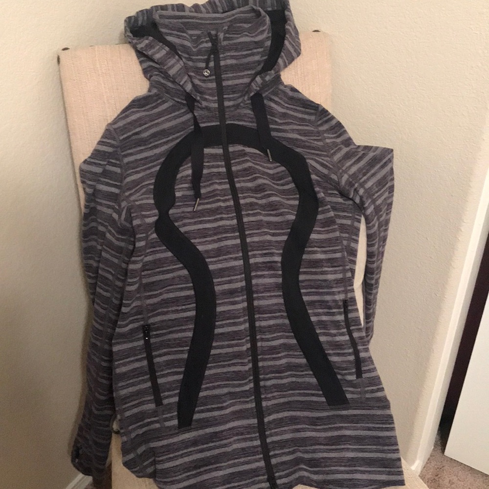 Lululemon Grey and Purple Striped ZipUp